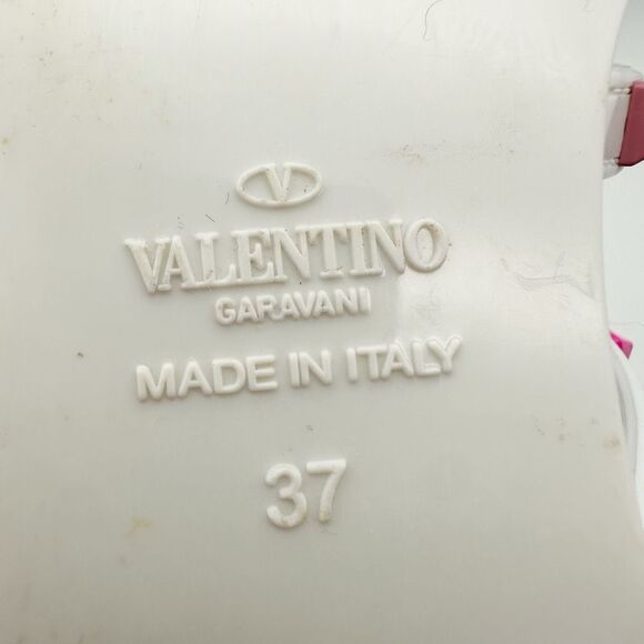 VALENTINO Pink Purple Rockstud Slide Sandal Size 37 Flat Caged Strap Rubber PVC - Picture 11 of 12